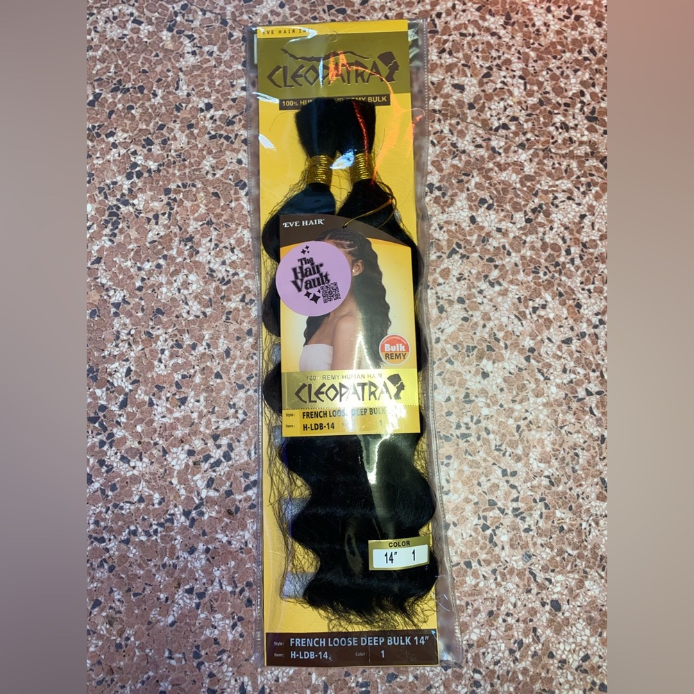 Loose Deep Wave Bulk Human Braiding Hair, No Weft,14 Inch 90g (1 Jet Black)